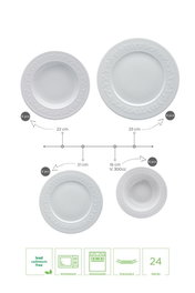 Hermia Vajilla de Porcelana SV24Y200 de 24 Piezas en Blanco